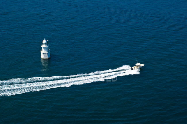Океания, Австралия, Сидней, лодка видна с неба — стоковое фото