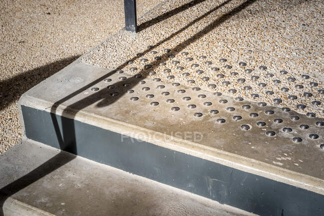 Security pins for blind people on a stair in a building — Stock Photo