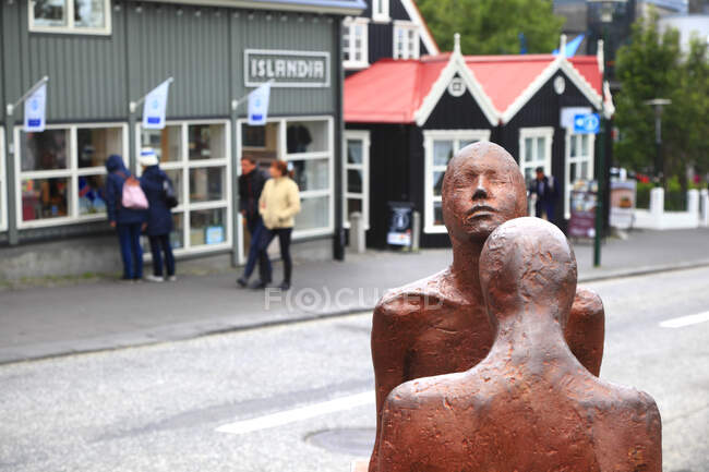 Iceland, Reykjavik. Bronze statues designed by Steinunn Thorarinsdottir — Stock Photo