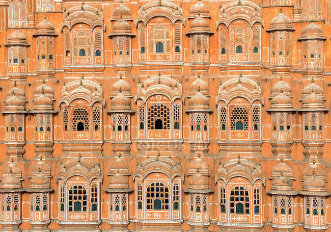 Índia, Rajasthan, Jaipur, detalhe do palácio dos ventos (Hawa Mahal) — Fotografia de Stock