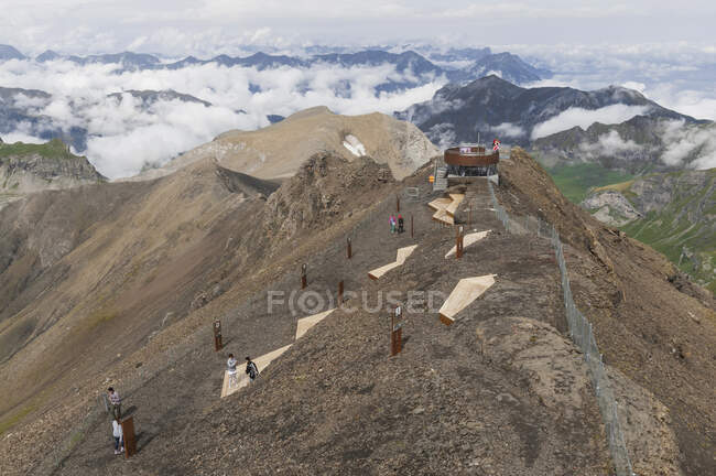 Switzerland, Berne Canton, region of Bernese Oberland, summit of the Shilthorn mountain — Stock Photo