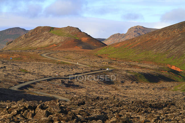 Islandia, Península de Reykjanes, carretera - foto de stock