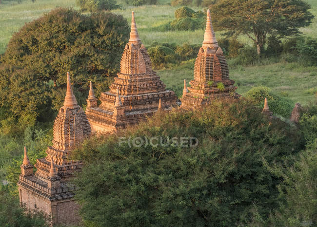Myanmar, area Mandalay, sito archeologico di Bagan tra alberi verdi — Foto stock