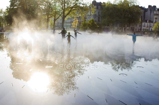 France, Nantes, the mater mirror near to the castle. — Stock Photo