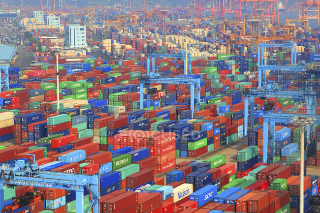 Corea del Sur, Busan. Puerto. - foto de stock