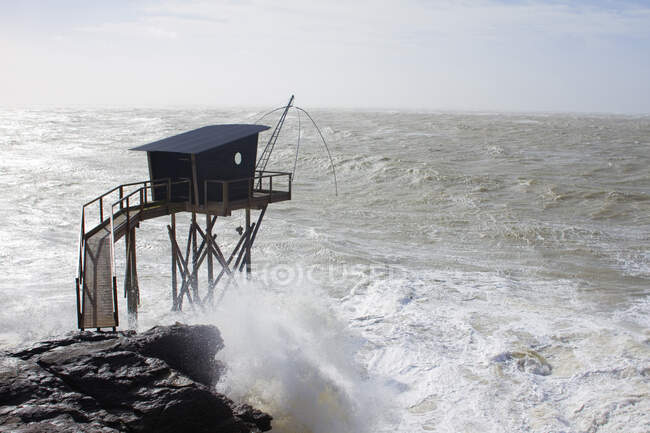 France, Pornic, a fishery on a day of stormy sea. — Stock Photo