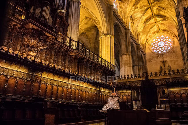 Veduta dell'interno della Cattedrale di Siviglia, Siviglia, Spagna — Foto stock