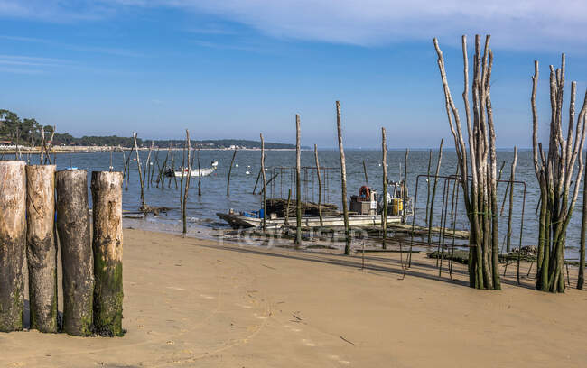 France, Gironde, Arcachon Bay, Cap Ferret, oyster parks at l'Herbe oyster village — Stock Photo