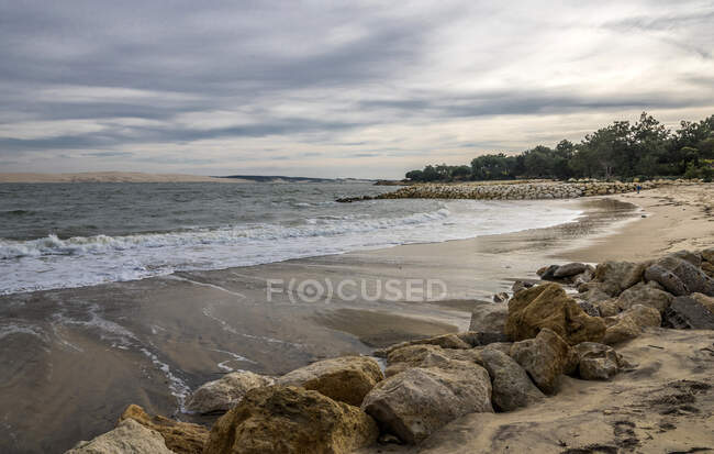 France, Gironde, baie d'Arcachon, Pointe du Cap-Ferret et plage de Courlis — Photo de stock