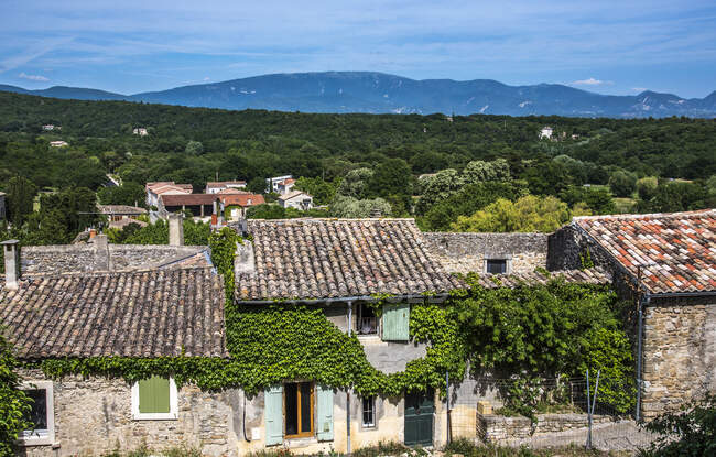 France, Provence, Drome, Grignan, plunging view on the roofs (Plus Beau Village de France - Most Beautiful Village of France) — Stock Photo