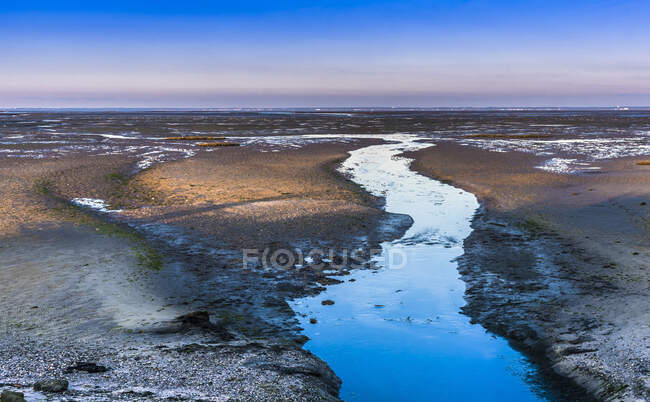 France, New Aquitaine, Arcachon Bay, La Teste de Buch, Bordes Salt marsh at low tide — стокове фото