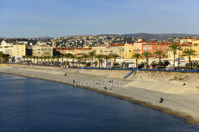 França, Nice, vista para o Mar Mediterrâneo, Baía dos Anjos — Fotografia de Stock