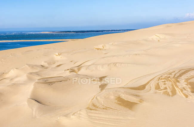 France, Gironde, Bassin d'Arcachon, drawings in the sand of the Dune of Pilat due to the wind — Stock Photo