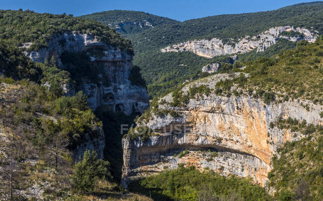 Dolore, comunità autonoma di Aragona, Parco Naturale Sierra y Ca? ones de Guara, canyon del Vero (Patrimonio Mondiale UNESCO per l'arte siti rocciosi) — Foto stock