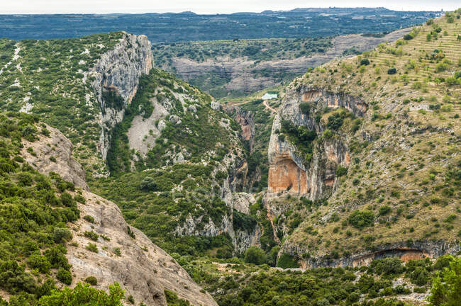 Schmerz, autonome Gemeinschaft Aragon, Naturpark Sierra y Ca? ones de Guara, Schlucht des Flusses Vero (UNESCO-Weltkulturerbe für die Kunst der Felsen)) — Stockfoto