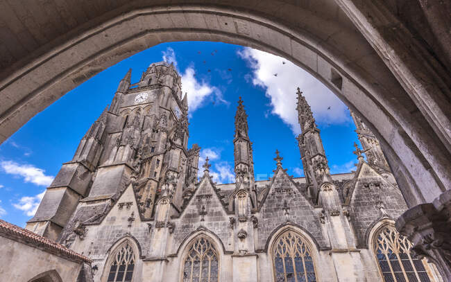 França, Charente Maritime, Saintes, Catedral de São Pedro vista do claustro — Fotografia de Stock