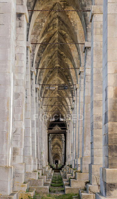Francia, Charente Maritime, Tonnay-Charentes, ponte sospeso (1842, edificio storico) sul fiume Charente, porta pedonale e ciclistica — Foto stock