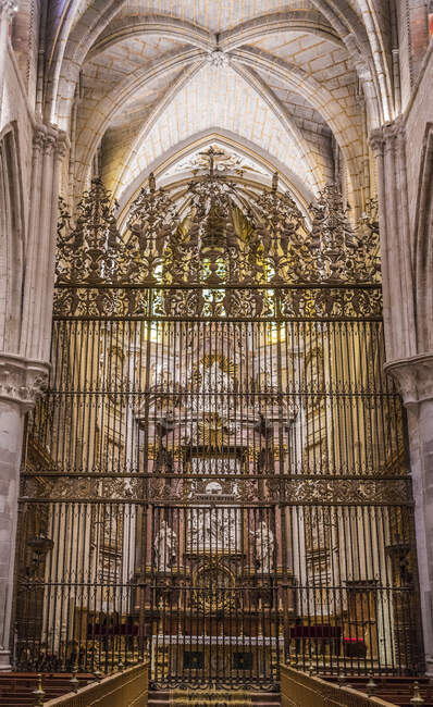 Espagne, communauté autonome de Castille - La Manche, Cuenca, grille décorative dans la cathédrale Sainte-Marie-et-Saint-Julien (XIIe - XVIIIe siècle) (Patrimoine mondial de l'UNESCO) — Photo de stock