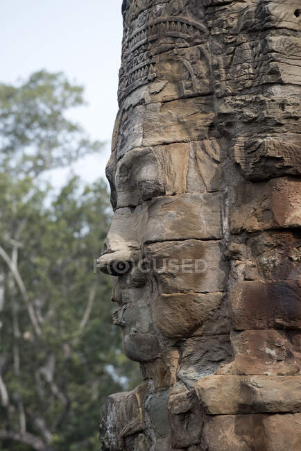 Cambogia, Siem Raep, Angkor, tempio di Bayon; Testa — Foto stock