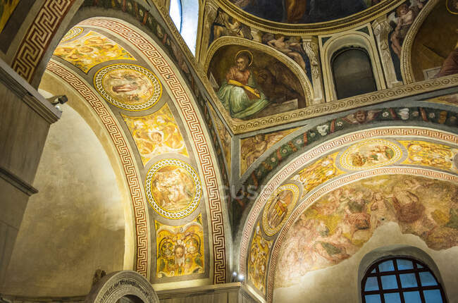 Italia, Veneto, Padova, Abbazia di Santa Giustina, soffitto dell'Oratorio di S. Prosdocimo — Foto stock