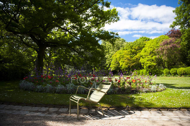 Chair in Luxembourg gardens, Paris, France — Stock Photo