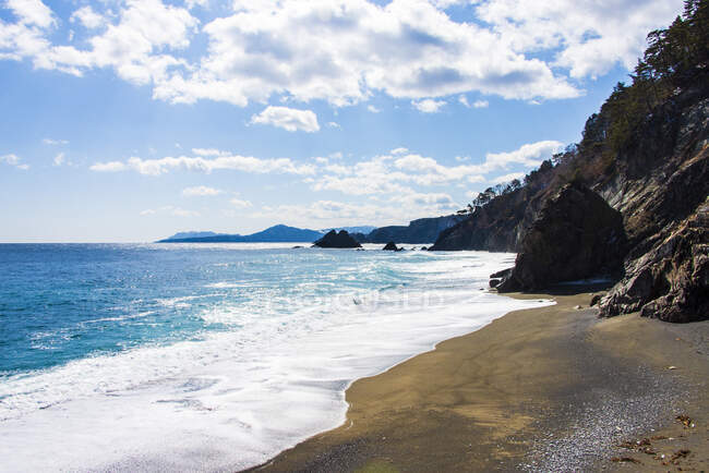 Beach in Taro. Along the Michinoku Coastal Trail, Tohoku, Honshu, Japan. — Stock Photo