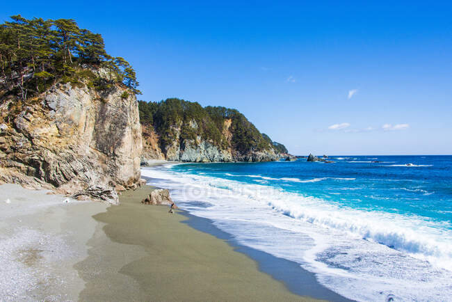 Spiaggia di Taro. Lungo il Michinoku Coastal Trail, Tohoku, Honshu, Giappone. — Foto stock