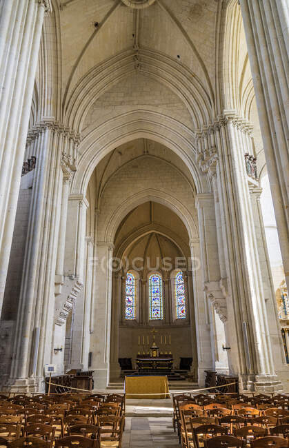 France, Val de Loire, Pays de la Loire, Maine-et-Loire, Candes-Saint-Martin, nef de l'église Saint-Martin (Patrimoine mondial de l'UNESCO) — Photo de stock