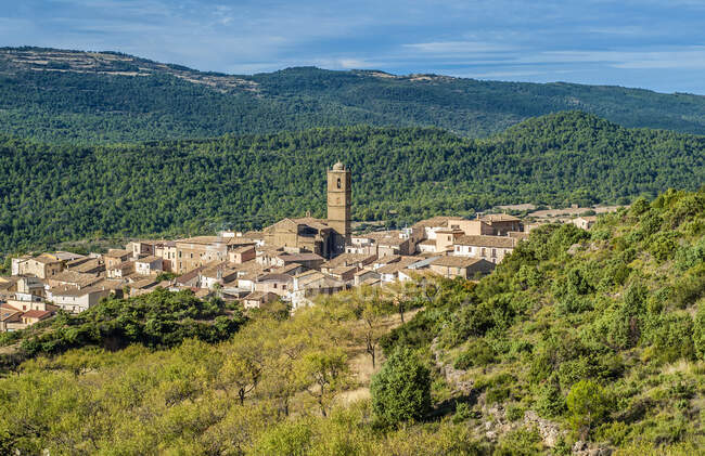España, Aragón, pueblo de Aguero - foto de stock