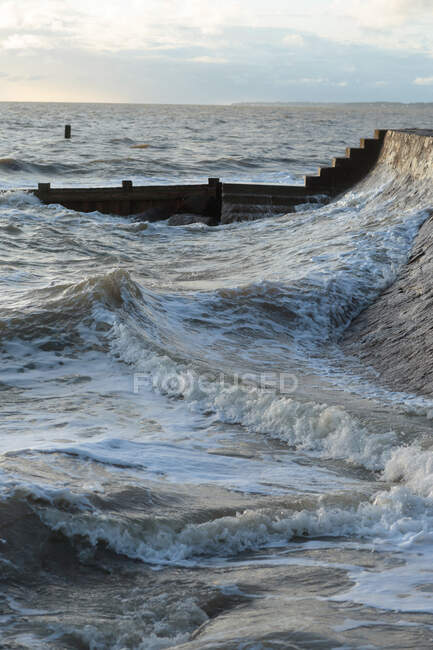 France, Les Moutiers-en-Retz, 44, heavy weather on the embankment. — Stock Photo