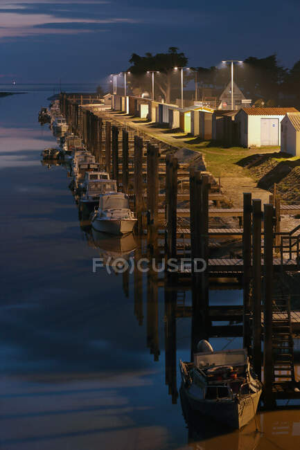 France, Bourgneuf Bay, 44, Port du Collet at dusk — стокове фото