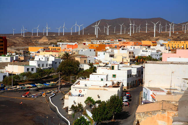 Spain, Canary islands, Tenerife, Poris de Abona and wind machines — Stock Photo