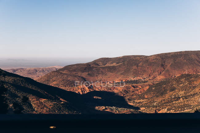 Aerial view of beautiful mountains and blue sky in Morocco, Africa — Stock Photo
