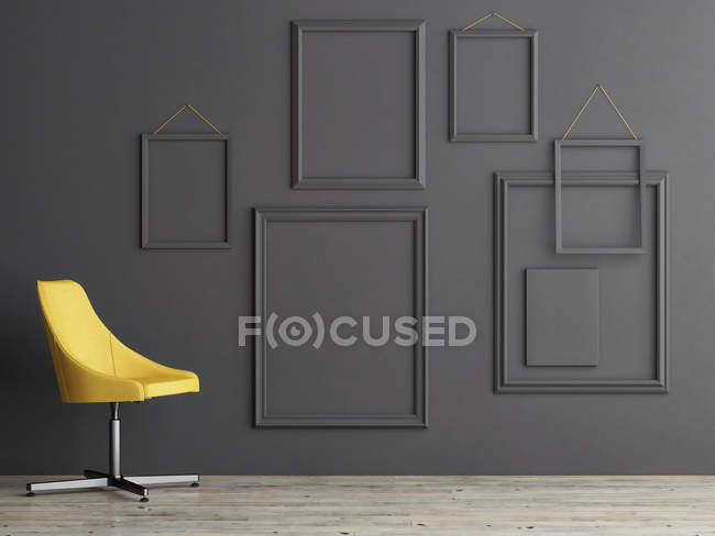 Composition du cadre sur mur gris, rendu 3d — Photo de stock