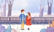 Creative illustration of happy young couple outdoor at Valentines day — Stock Photo