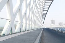 Low angle view of modern white bridge architecture of Beijing road — Stock Photo
