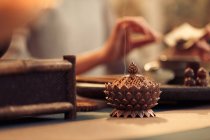 Close-up view of traditional vintage asian tea ceremony — Stock Photo