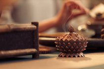 Close-up view of traditional vintage asian tea ceremony — Stock Photo