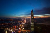 Aerial view of urban cityscape at sunset, Shenzhen, China — Stock Photo