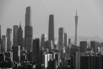 Black and white image of modern architecture in Guangzhou, Guangdong, China — Stock Photo