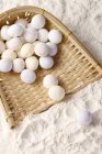 Top view of Glutinous Rice Balls for Lantern Festival in flour — Stock Photo