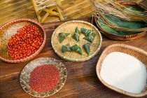 Close-up view of ingredients for traditional Chinese rice pudding — Stock Photo
