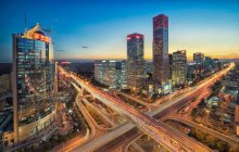 Aerial view of CBD building night scene in Beijing — Stock Photo
