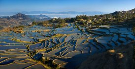 Vista de ángulo alto de la terraza Yuanyang en la provincia de Yunnan, China - foto de stock