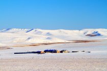 Scena invernale e villaggio di Hulun Buir, Mongolia Interna — Foto stock