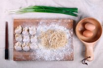Close-up view of preparing homemade Wonton noodles — Stock Photo