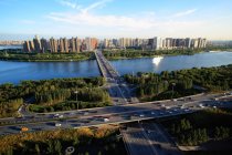 Vista aérea da arquitetura urbana em Shenyang, China — Fotografia de Stock