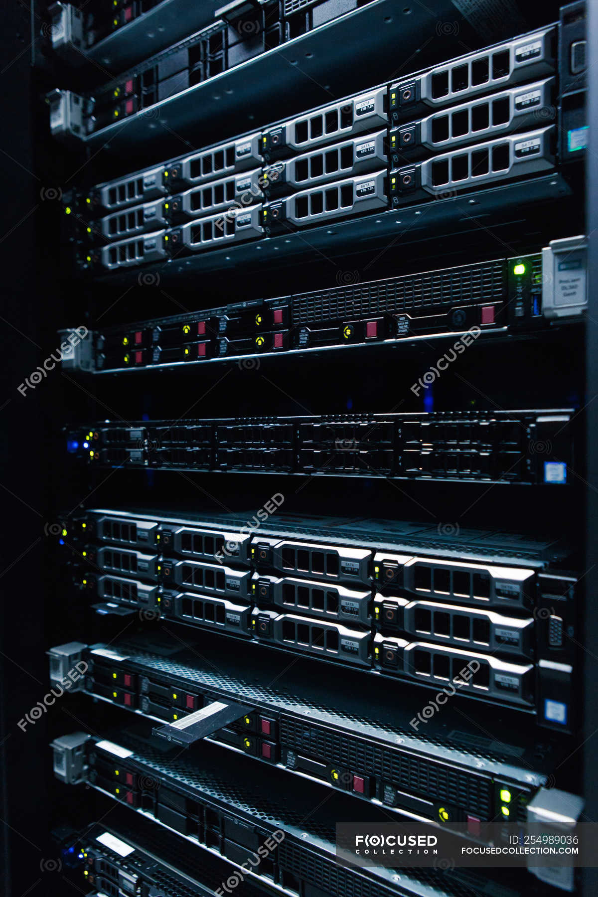 Server Network With Cable Wires At The Data Center Equipment Communication Stock Photo