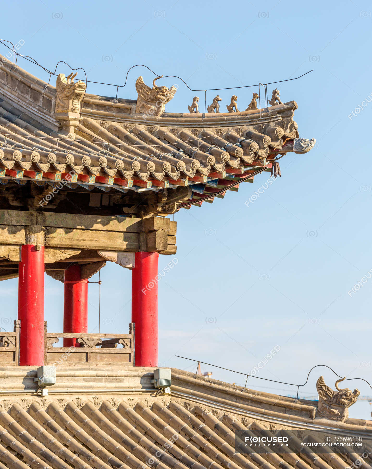 Roof detail and beautiful ancient traditional chinese architecture