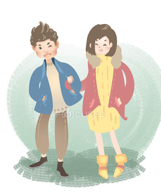 Beautiful creative Valentines day illustration with couple in love — Stock Photo